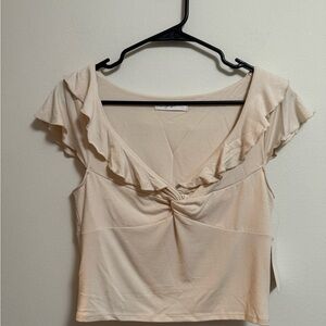 Gaze‎ Cream Ruffle Blouse